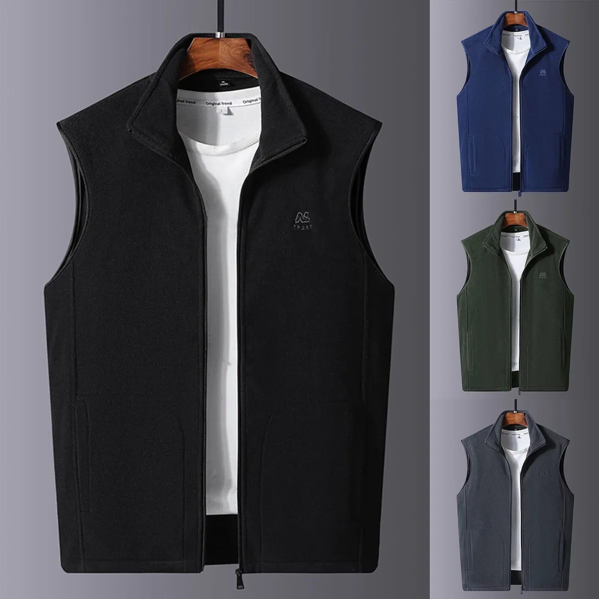 Men's Polar Fleece Stand Collar Vest Autumn New Warm Vest 5XL S4339346 Men's Polar Fleece Stand Collar Vest Autumn New Warm Vest 5XL S4339346