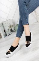 Canvas Metal Decorative Vulcanized Slip-on Sneakers Women's Shoes - M110 - Tuzzut.com Qatar Online Shopping