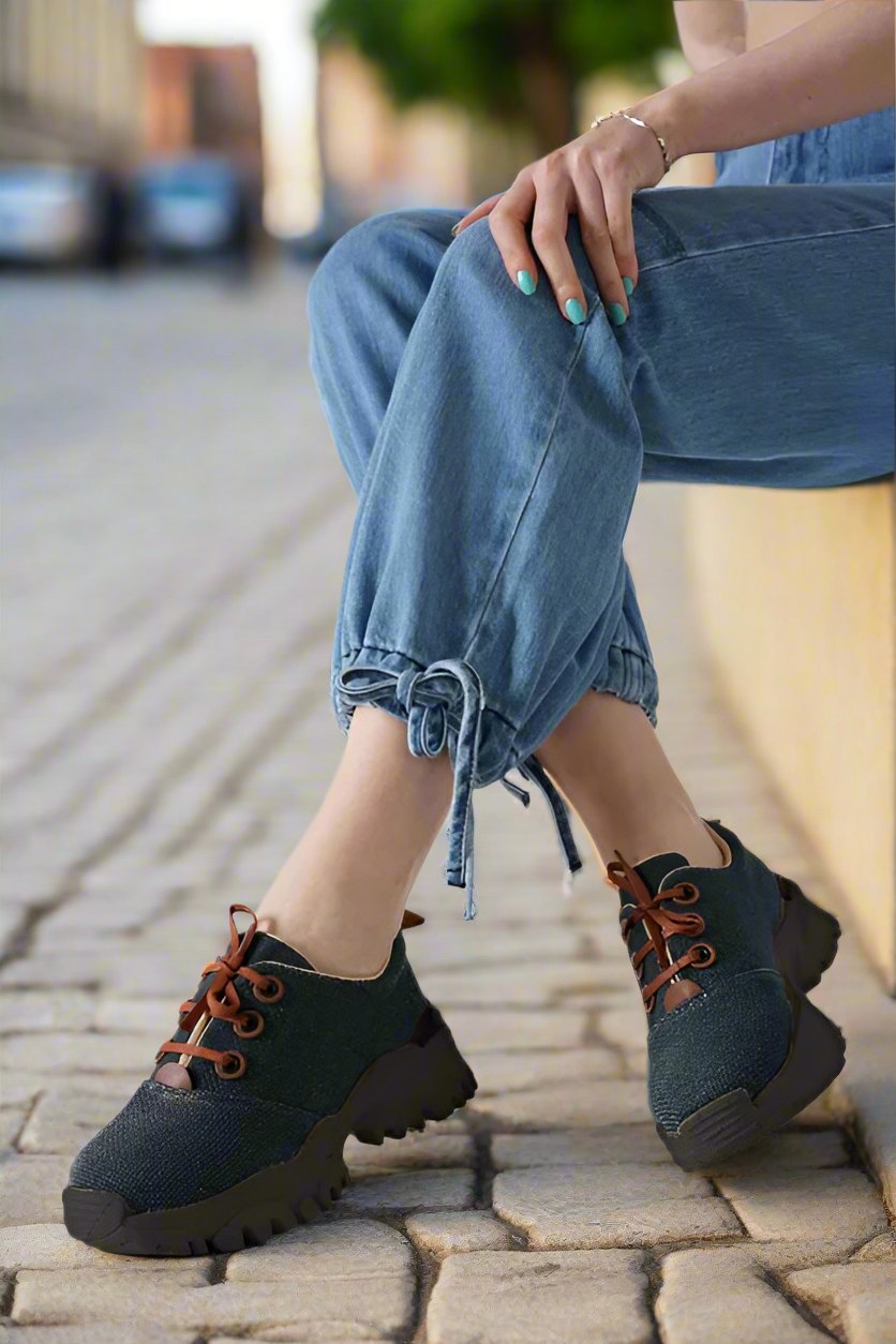 Women's Loop Breathable Sneakers Heeled Shoes - L404 Women's Loop Breathable Sneakers Heeled Shoes - L404