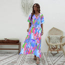 Bohemian women maxi casual elegant retro print style dress B-78380 (L) - Tuzzut.com Qatar Online Shopping