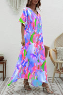 Bohemian women maxi casual elegant retro print style dress B-78380 (L) - Tuzzut.com Qatar Online Shopping