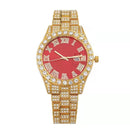 Men's Fashion Diamond Stainless Calendar & Clock Auto Quartz Male Watch - Tuzzut.com Qatar Online Shopping