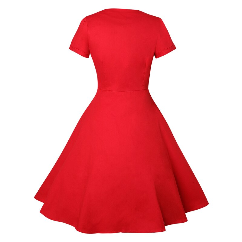 Vintage Patchwork Button Polka Dots Hepburn Printed Dress S4581683 Vintage Patchwork Button Polka Dots Hepburn Printed Dress S4581683