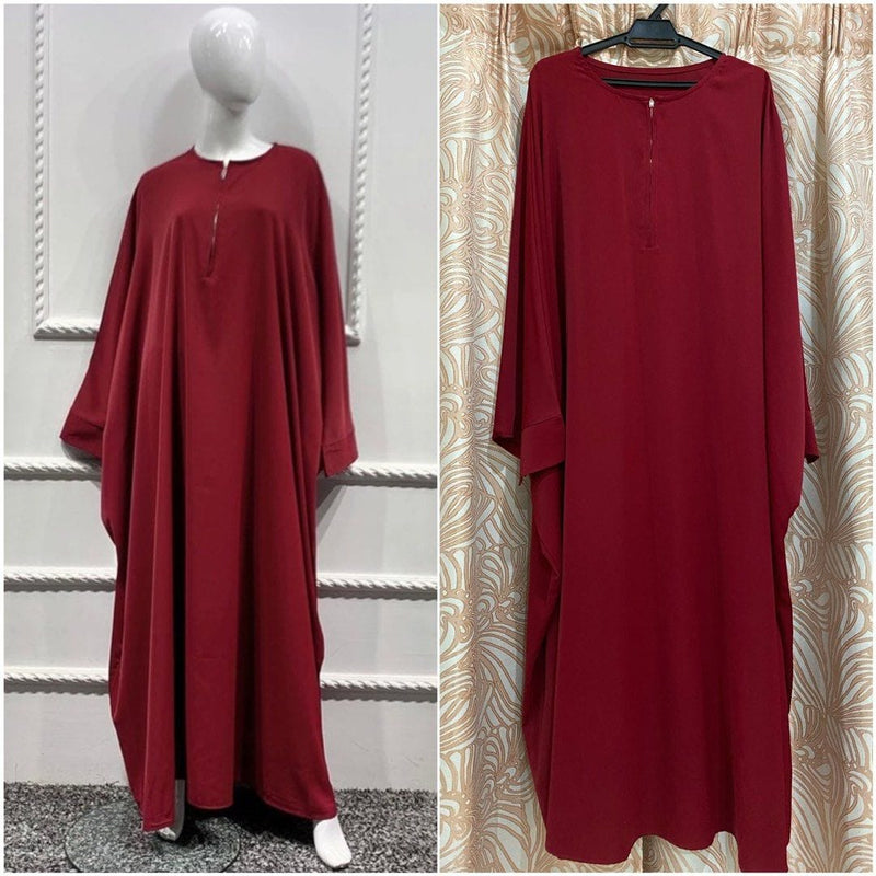 Women Muslim Prayer Dress One Piece Prayer Abaya Batwing Sleeve Islamic Clothing Dubai Saudi Arabia L B-61822 - Tuzzut.com Qatar Online Shopping