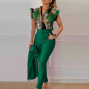 Elegant Women Printed Two Piece Suit Sets with Belt B-101255 - Tuzzut.com Qatar Online Shopping