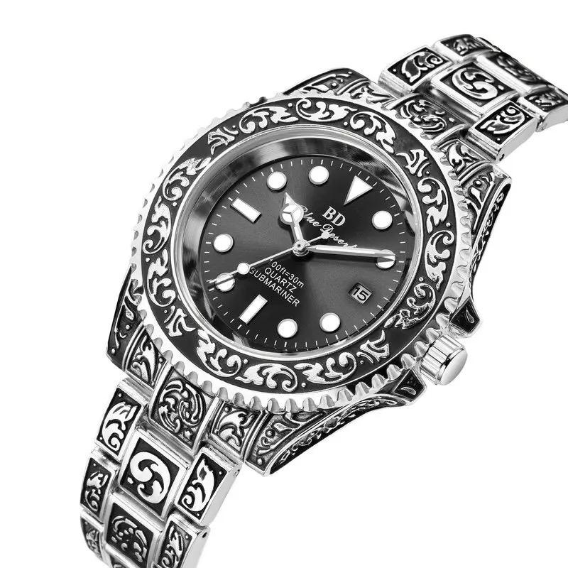 Retro Men's Watch Quartz Waterproof Luminous Green Water Ghost Watch Gift Box S216578 Retro Men's Watch Quartz Waterproof Luminous Green Water Ghost Watch Gift Box S216578