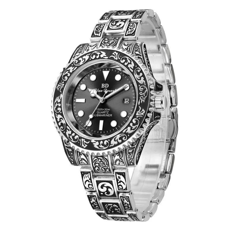 Retro Men's Watch Quartz Waterproof Luminous Green Water Ghost Watch Gift Box S216578 - Tuzzut.com Qatar Online Shopping