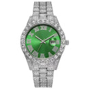 Men's Fashion Diamond Stainless Calendar & Clock Auto Quartz Male Watch - Tuzzut.com Qatar Online Shopping