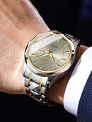 BINBOND Men's Tungsten Steel Watch with Calendar, Stylish Design S4802970 - Tuzzut.com Qatar Online Shopping