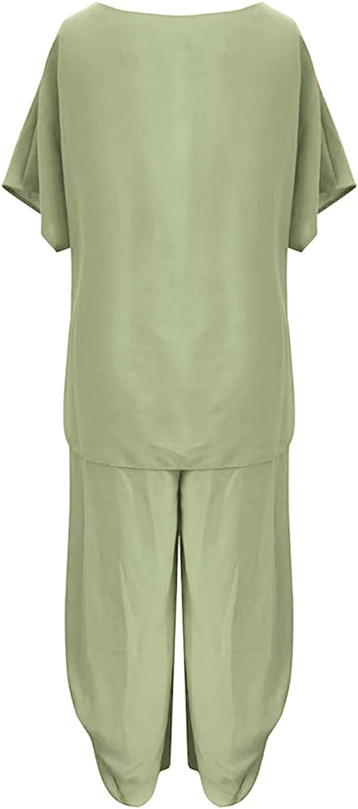 Women 2 Piece Linen Suit Comfortable Short Sleeve And Long Pants B-76594 - Tuzzut.com Qatar Online Shopping