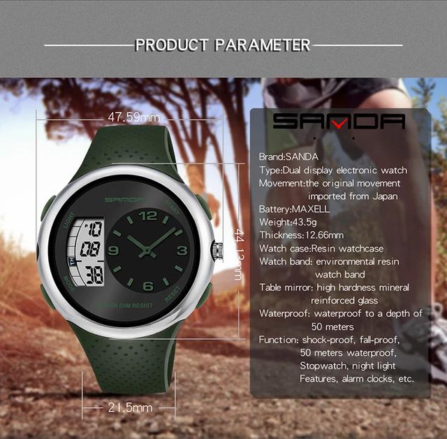 SANDA 763 Dual Display Outdoor Sports Watch - Tuzzut.com Qatar Online Shopping