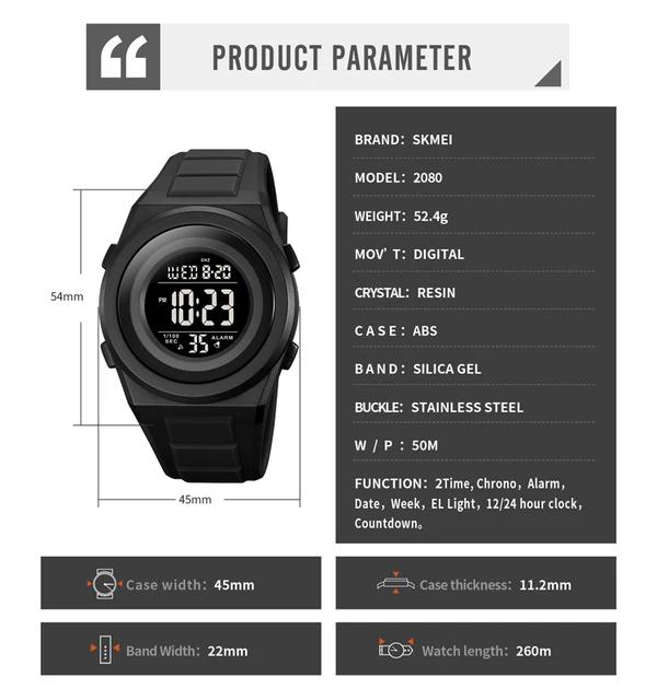 SKMEI Men's Fashion LED Light Digital 5Bar Waterproof Sport Watch - Tuzzut.com Qatar Online Shopping