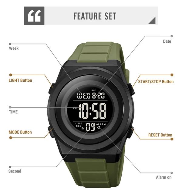 SKMEI Men's Fashion LED Light Digital 5Bar Waterproof Sport Watch - Tuzzut.com Qatar Online Shopping