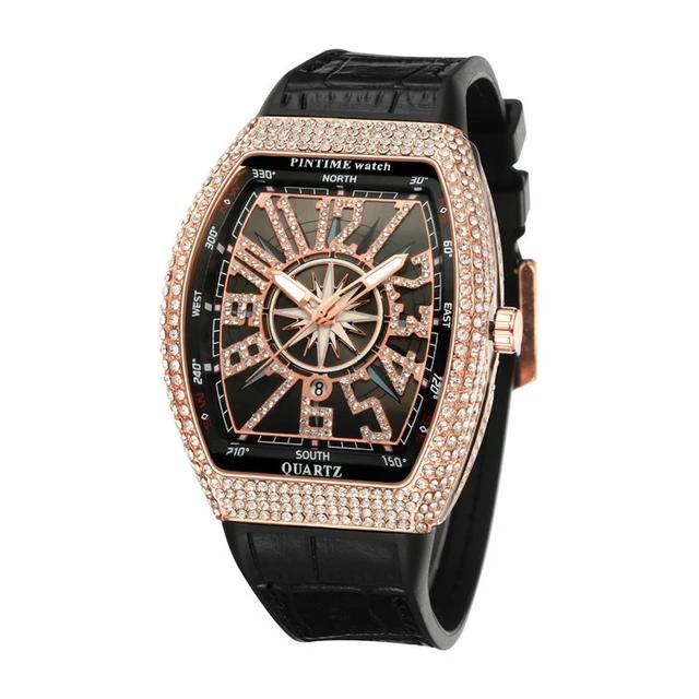 Men's Watches Luxury Metal Shinning Rubber Strap Fashion Quartz Wristwatch W412659 - TUZZUT Qatar Online Shopping