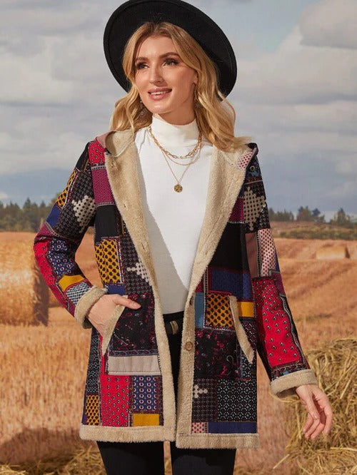 Vintage Print Autumn Winter Jacket Overcoat B-40831 Vintage Print Autumn Winter Jacket Overcoat B-40831