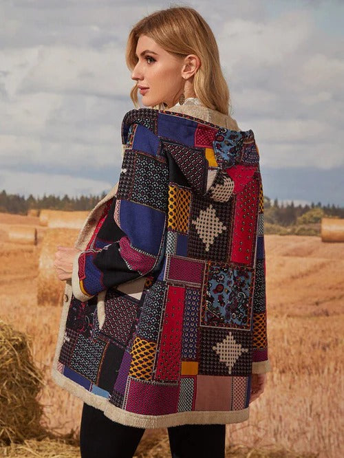 Vintage Print Autumn Winter Jacket Overcoat B-40831 Vintage Print Autumn Winter Jacket Overcoat B-40831