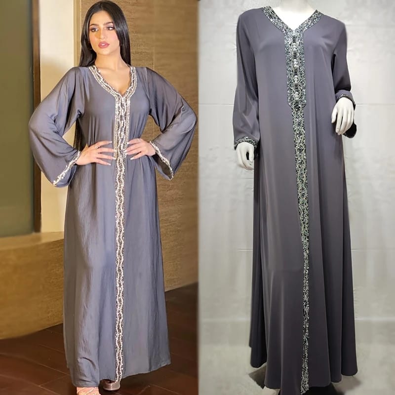 Arabic Dubai Abayas For Women Moroccan Caftan Evening Dress Eid Mubarak Islam Clothing Kimono Boubou Djellaba Femme S3623967 - TUZZUT Qatar Online Shopping