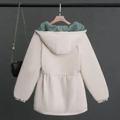 Velvet Padded Thickened Coat Women's Autumn and Winter Trench Coat 30128 - TUZZUT Qatar Online Shopping