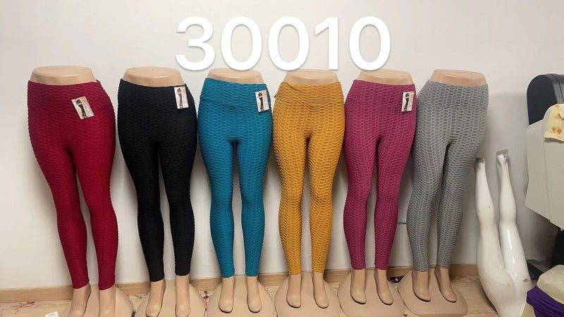 6pcs Women's Elastic High Waist Textured Leggings 30011 - TUZZUT Qatar Online Shopping