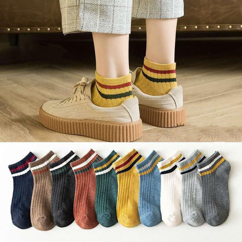 10 pairs Embroidered Breathable Cute Stripe Colorful Low Cut Ankle Socks Set SK-90 10 pairs Embroidered Breathable Cute Stripe Colorful Low Cut Ankle Socks Set SK-90