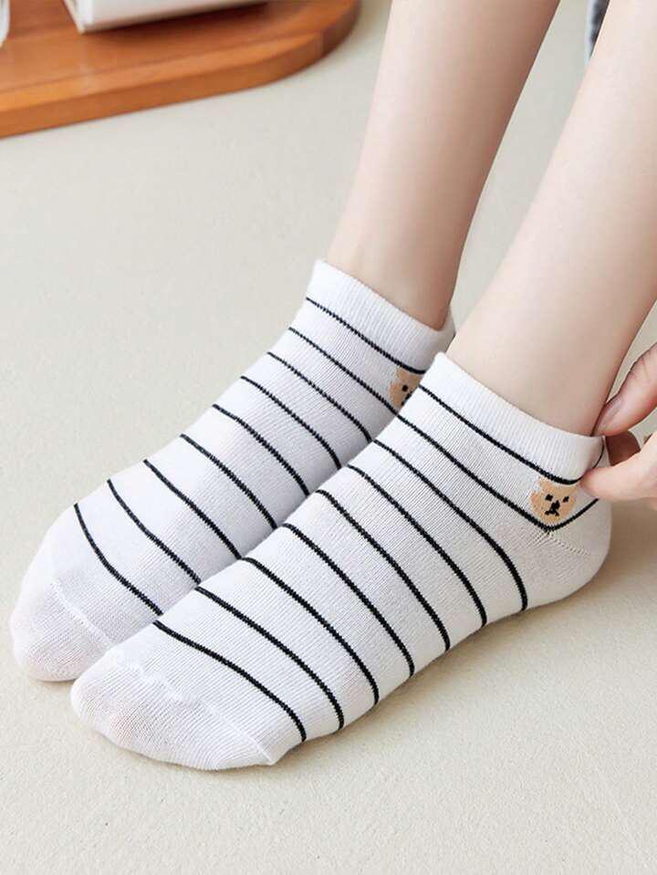 10 pairs Striped and bear pattern invisible short socks SK-45 10 pairs Striped and bear pattern invisible short socks SK-45