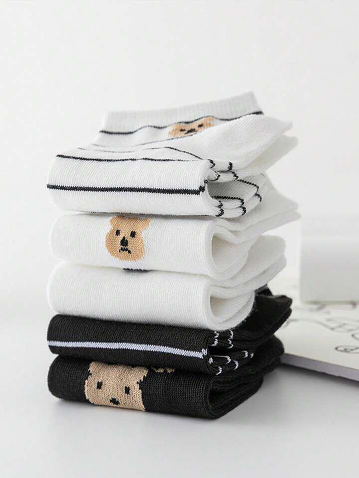 10 pairs Striped and bear pattern invisible short socks SK-45 10 pairs Striped and bear pattern invisible short socks SK-45