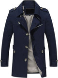 Men's Casual Coat Long Windbreaker Jacket Long Spring Military Jacket Coat Single-Breasted Notch Lapel Parka S4724390 - TUZZUT Qatar Online Shopping
