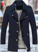 Men's Casual Coat Long Windbreaker Jacket Long Spring Military Jacket Coat Single-Breasted Notch Lapel Parka S4724390 - TUZZUT Qatar Online Shopping