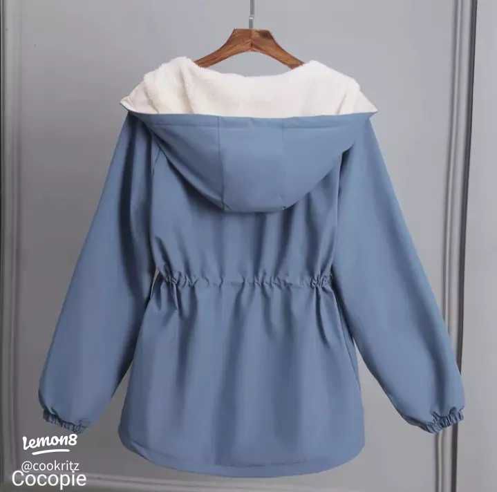 New Women Jackets Zipper Pockets Casual Long Sleeves Coats Winter Hooded Jacket XL B-41495 - TUZZUT Qatar Online Shopping