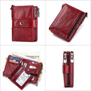 HUMERPAUL Short Wallet Men Genuine Leather Zipper Coin Pocket High Quality Male RFID Card Holder Purse Vintage Credential Walet BP804 - TUZZUT Qatar Online Shopping