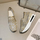 Floral Embroidery Breathable Sheer Mesh Sneakers - TUZZUT Qatar Online Shopping
