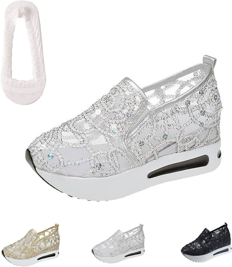 Floral Embroidery Breathable Sheer Mesh Sneakers - TUZZUT Qatar Online Shopping