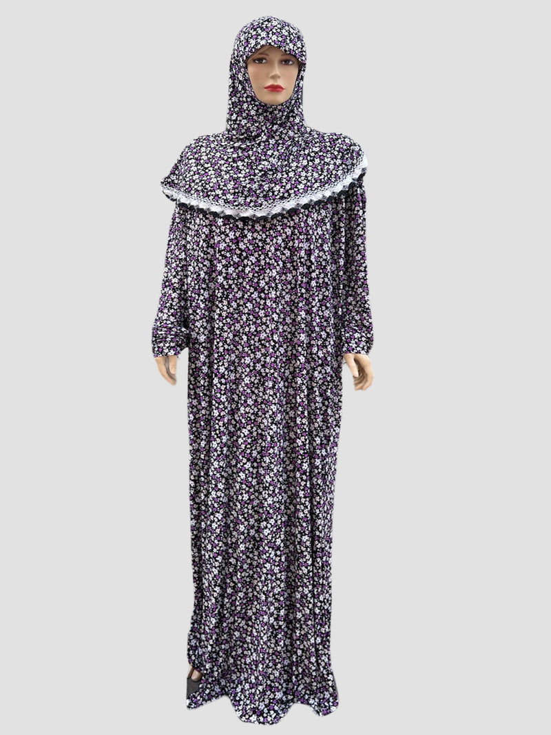 Printed Style Long Flare Sleeve Sports Hijab Women's Prayer Dress PD-829 - TUZZUT Qatar Online Shopping