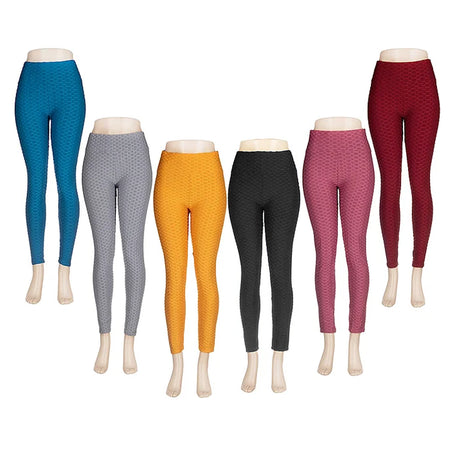 6pcs Women's Elastic High Waist Textured Leggings 30011 - TUZZUT Qatar Online Shopping