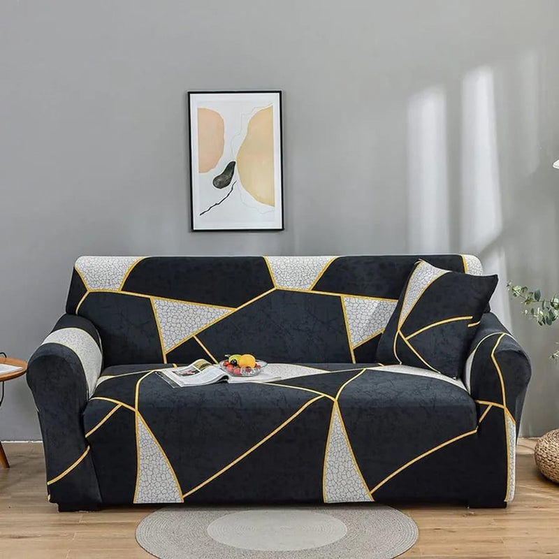 Pattern Printed Living Room Bedroom Stretch 3 Seater Sofa Covers + One Piece Pillow Cover - TUZZUT Qatar Online Shopping