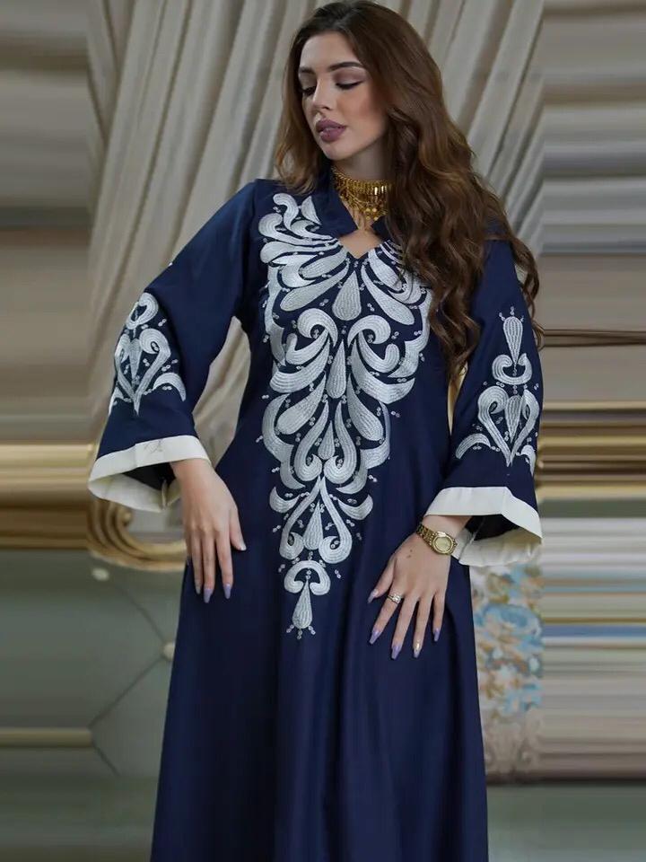 Robe Muslim Abaya Embroidered Kebaya Dress Long Sleeve Gowns AB184 - TUZZUT Qatar Online Shopping