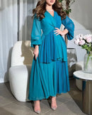 Dubai Women Saudi Arabia Prom Dresses Long Sleeves V Neck Evening Party Formal Occasion Gowns S4820447 - TUZZUT Qatar Online Shopping