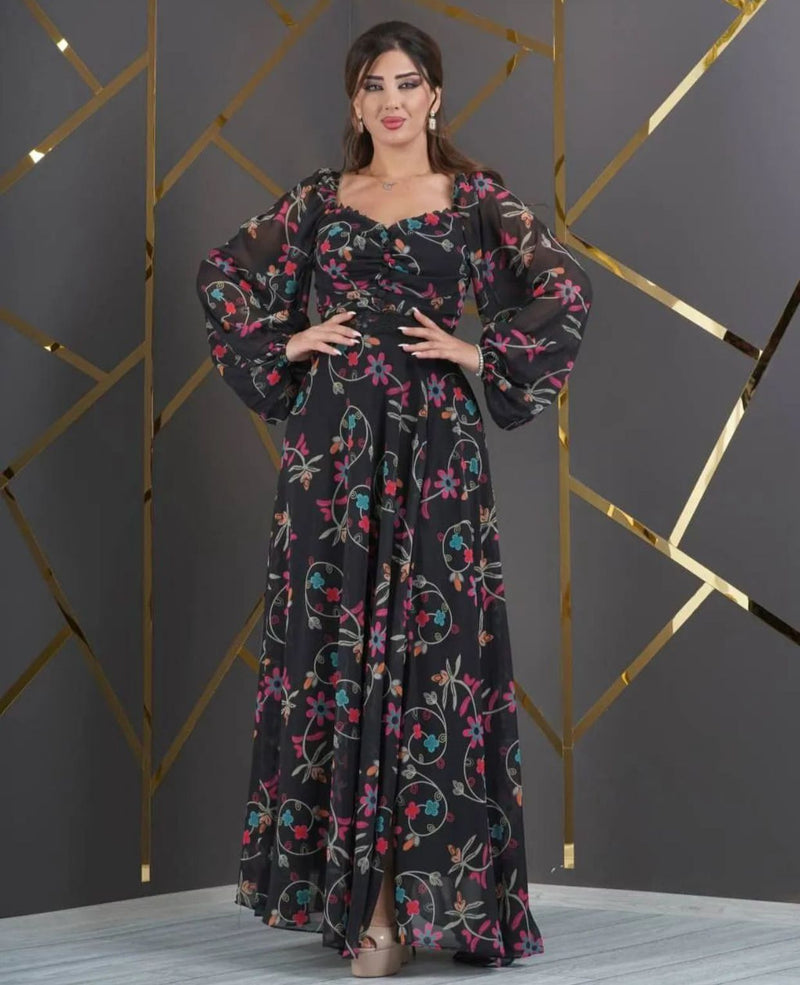 Women's Fashion  Floral Print Long Dress 2XL S5063449 - TUZZUT Qatar Online Shopping