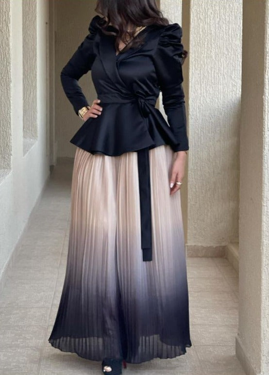 Women's Fashion Waist Top + Gradient Skirt Suit XL S4860002 - TUZZUT Qatar Online Shopping