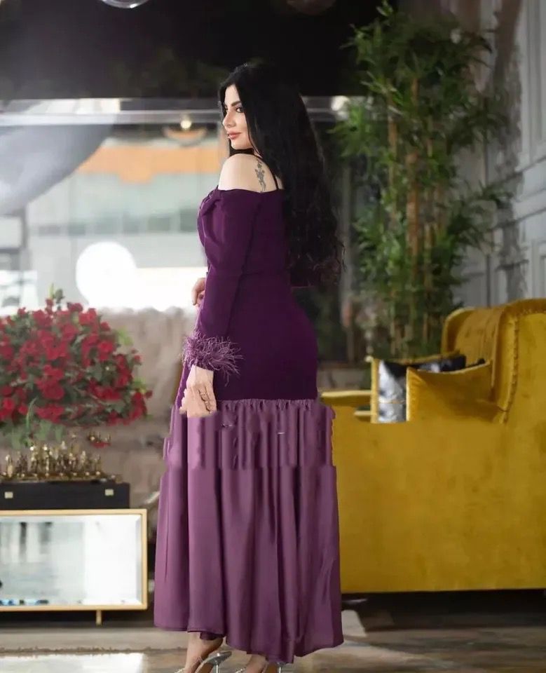 Sexy Mermaid Prom Dress Long Sleeve Feather Cocktail Dress XL S4903478 - TUZZUT Qatar Online Shopping