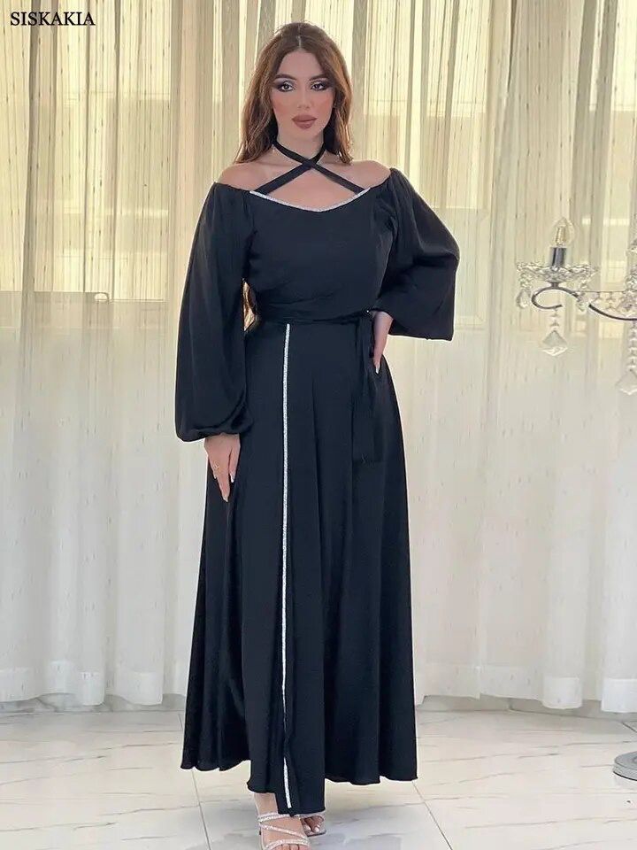 Fashion Satin Muslim Dress For Women XL S5052178 - TUZZUT Qatar Online Shopping