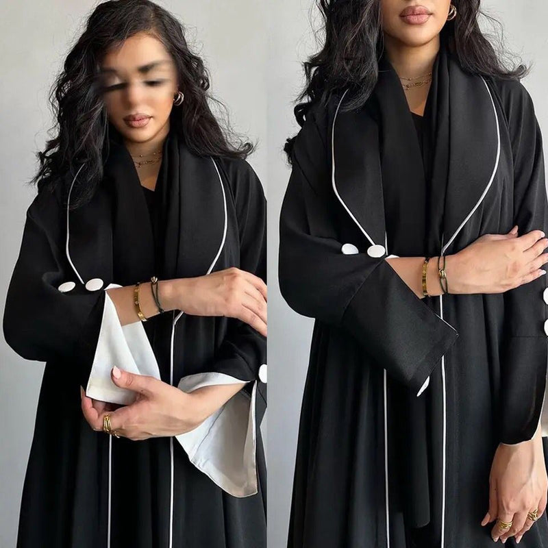Muslim Women Button Split Sleeve Open Abaya Cardigan Kimono Dress M S5030209 - TUZZUT Qatar Online Shopping