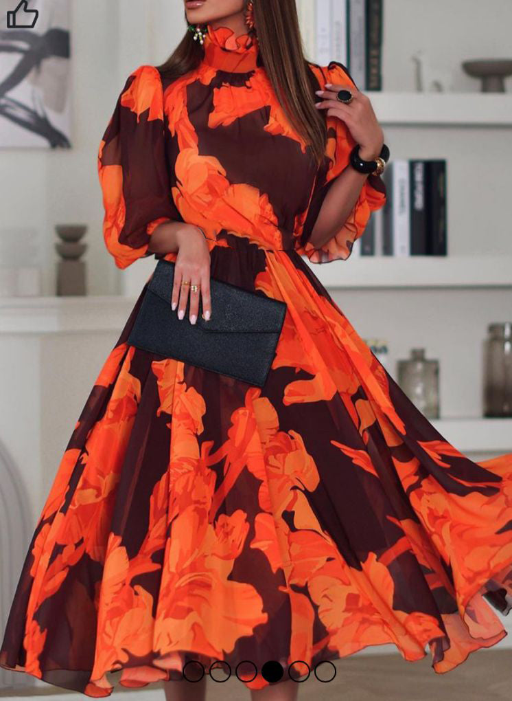 Ladies Elegant Floral Print Casual Everyday Holiday Dress 070698336 - TUZZUT Qatar Online Shopping