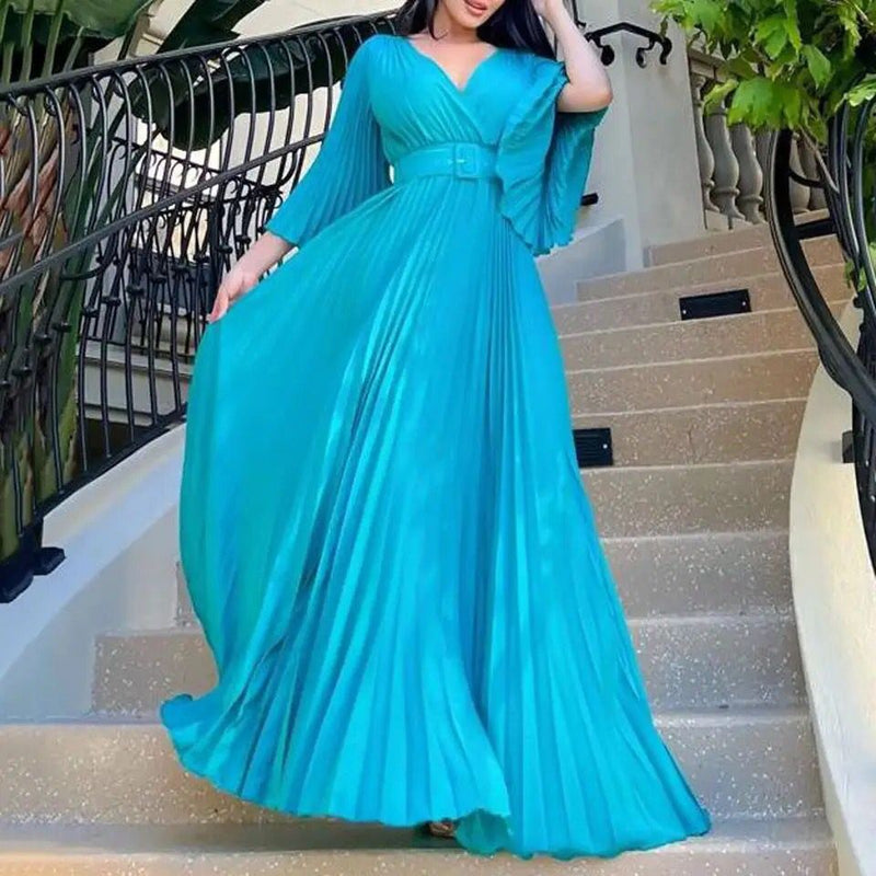 Luxury Pleated Dresses for Women B-72942 - TUZZUT Qatar Online Shopping
