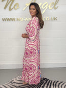 Fashion V-neck Midi Sleeve Office Lady Print Waist Jumpsuits B-106932 - TUZZUT Qatar Online Shopping