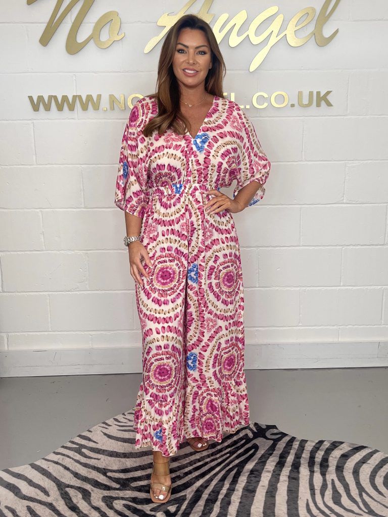 Fashion V-neck Midi Sleeve Office Lady Print Waist Jumpsuits B-106932 Fashion V-neck Midi Sleeve Office Lady Print Waist Jumpsuits B-106932