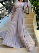 Women's V Neck Party Swing Long Fashion Party Evening Dress B-61037 2XL - TUZZUT Qatar Online Shopping