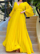 Women's V Neck Party Swing Long Fashion Party Evening Dress B-61037 2XL - TUZZUT Qatar Online Shopping