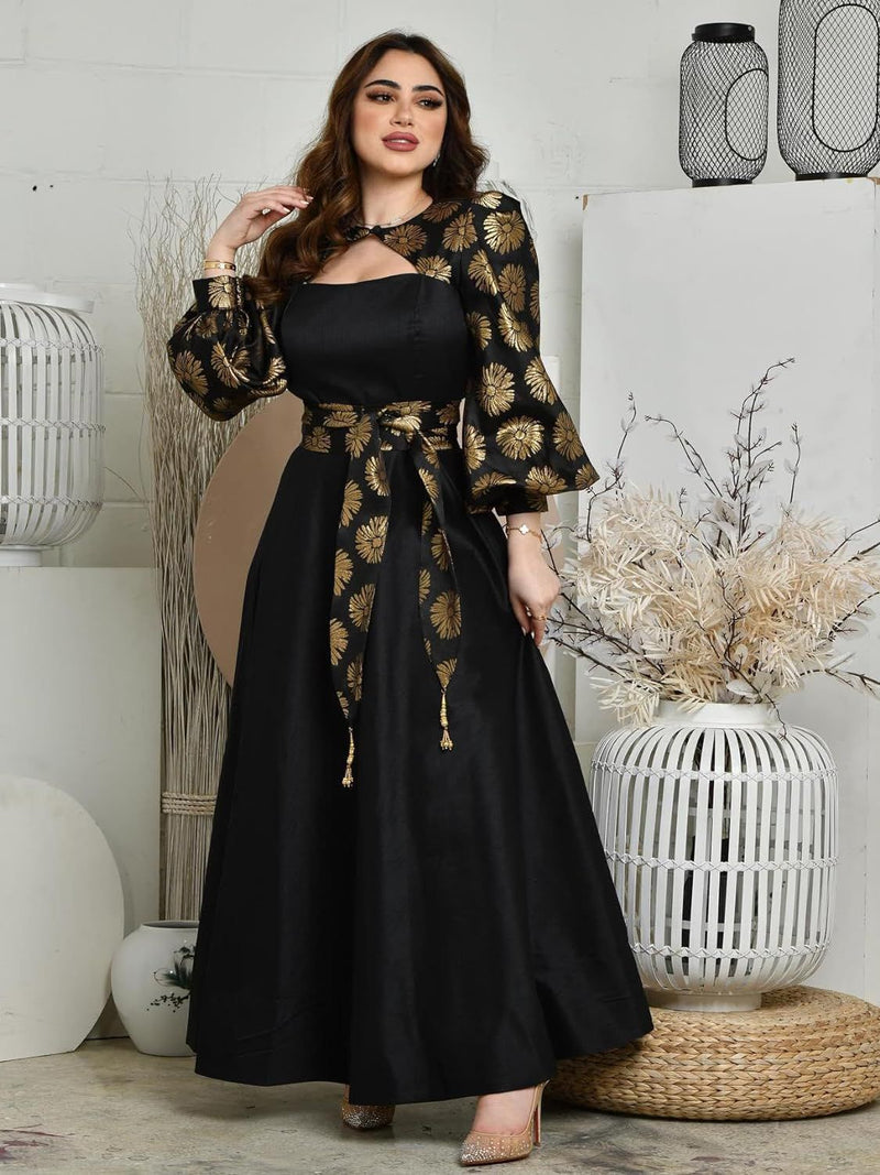 Black Sulfate Sleeve Evening Dress for Women L B-59585 - TUZZUT Qatar Online Shopping