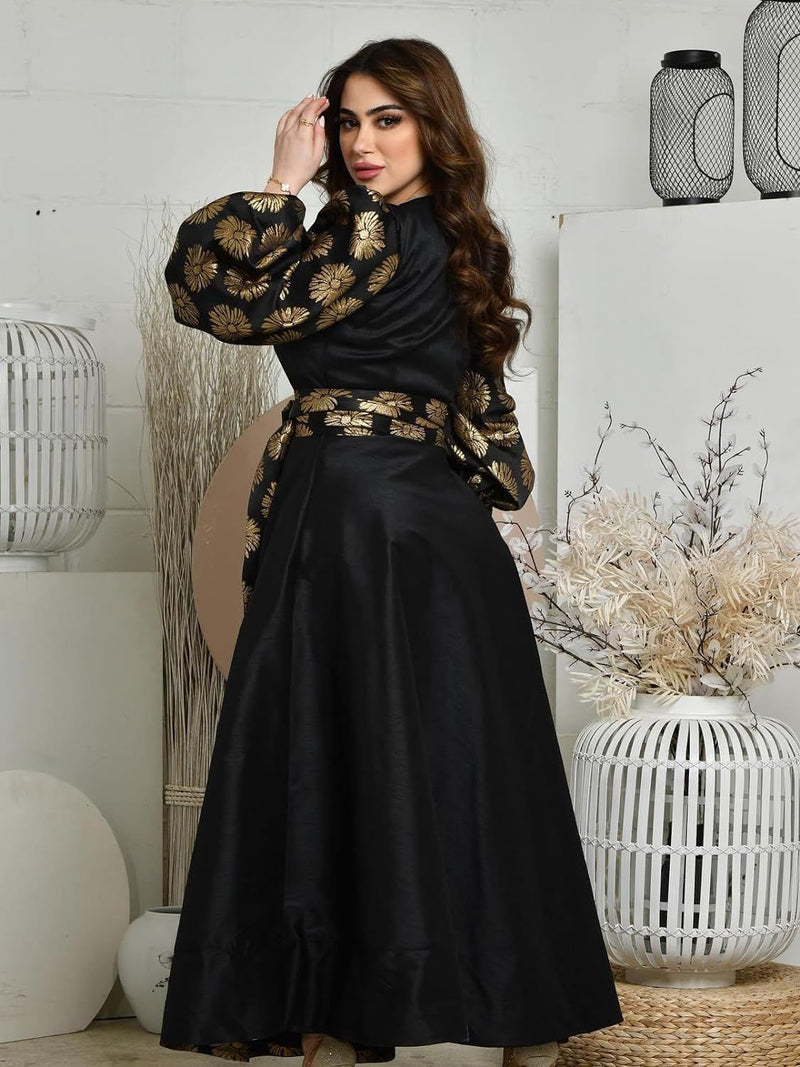 Black Sulfate Sleeve Evening Dress for Women L B-59585 - TUZZUT Qatar Online Shopping